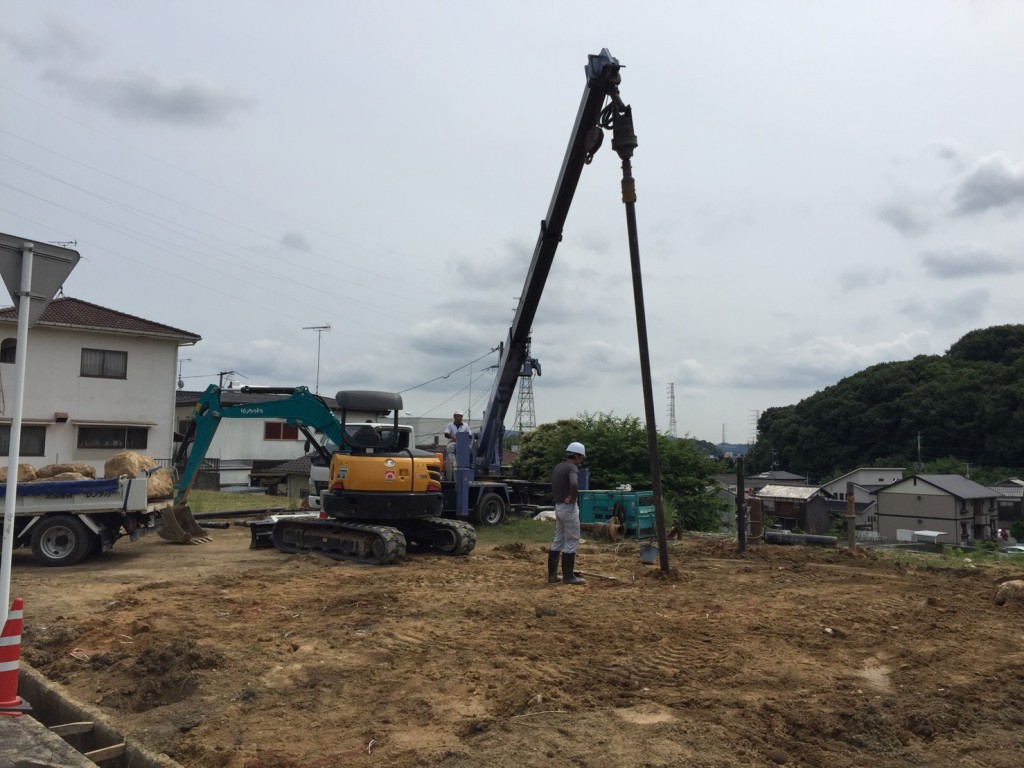 早島町新築工事　基礎工事中の写真①